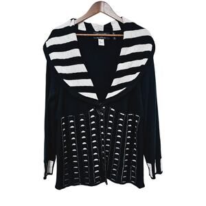 Angel by Sanri Ozel Cardigan Sweater Women's Size XL Black White Artsy Casual